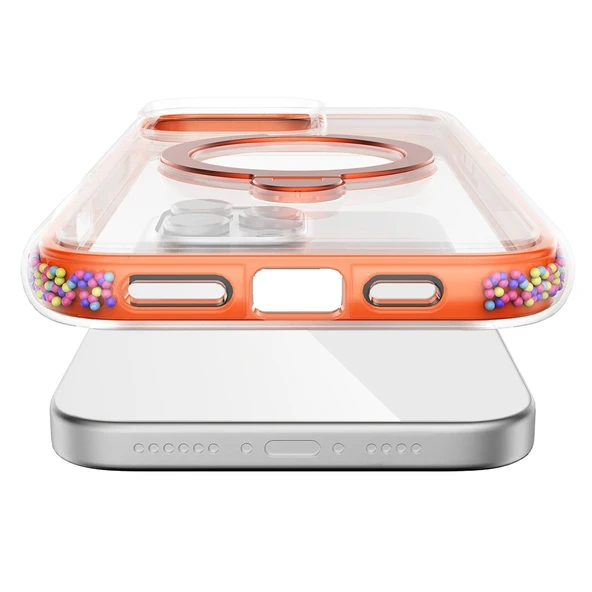 Apple iPhone 16 Pro Max Kılıf Magsafe Şarj Özellikli Raptic AirJoy Serisi Boncuk Tasarımlı 360 Derece Dönebilen Standlı - Resim 4