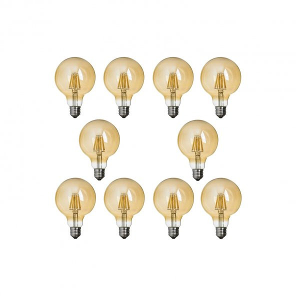 Edison G95 Flamanlı Rustik 6W Led Ampul 10lu Dekoratif Vintage Aydınlatma Amber Rengi - 1