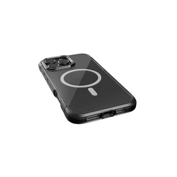 Apple iPhone 16 Pro Max Kılıf Magsafe Şarj Özellikli Raptic Air Serisi Airbag Tasarımlı Metal Köşelikli Şeffaf Kapak - 7