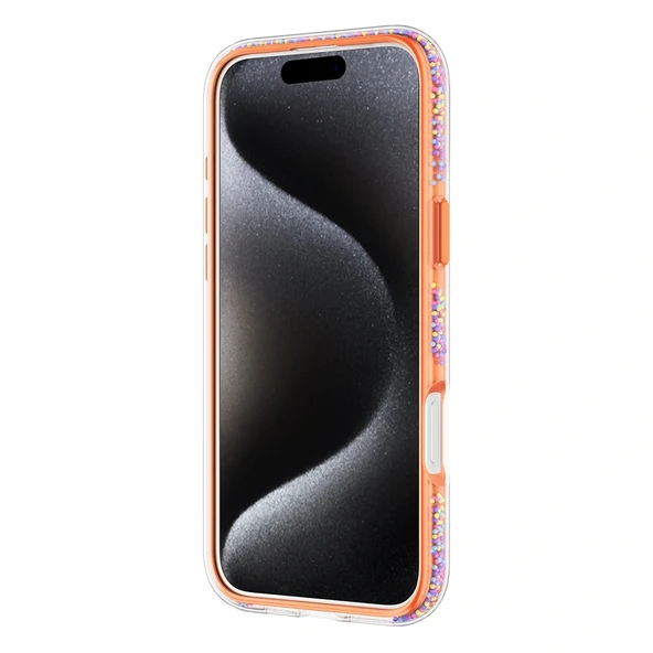 Apple iPhone 16 Pro Max Kılıf Magsafe Şarj Özellikli Raptic AirJoy Serisi Boncuk Tasarımlı Şeffaf Kapak - 5