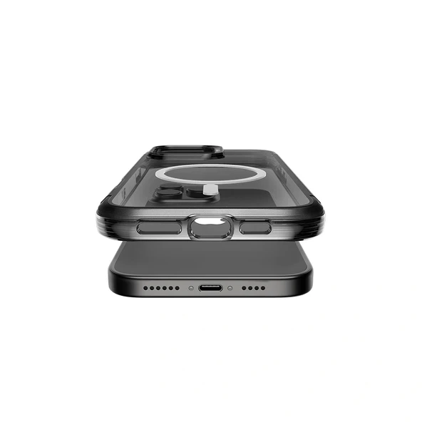 Apple iPhone 16 Pro Max Kılıf Magsafe Şarj Özellikli Raptic Air Serisi Airbag Tasarımlı Metal Köşelikli Şeffaf Kapak - 6