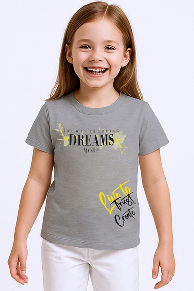 KIZ ÇOCUK TSHİRT PİSTACHİO BASKILI BİSİKLET YAKA E2 - Resim 11