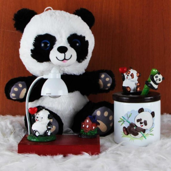 Panda Peluş Panda Seramik Kalemlik Panda Kalem Masa Lambası