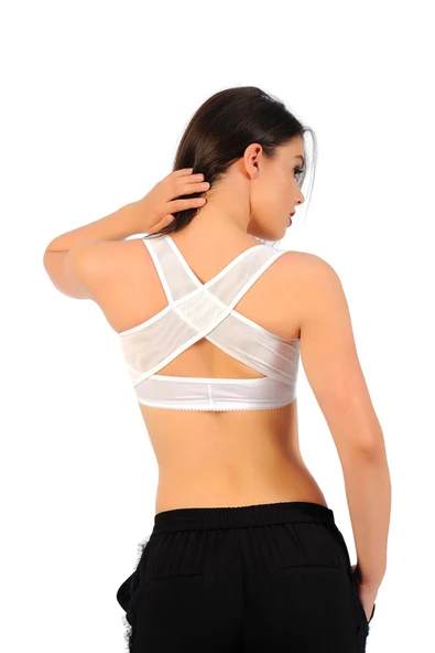 Beyaz Kadın Sırt Toparlayıcı Göğüs Dikleştirici Korse - 795 - 3