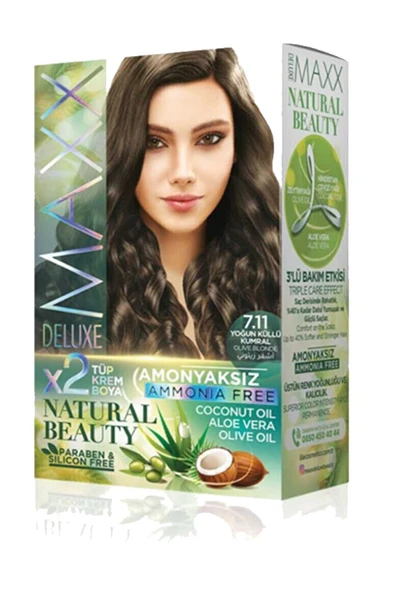 2 Paket Natural Beauty Amonyaksız Saç Boyası 7.11 Yoğun Küllü Kumral - 4