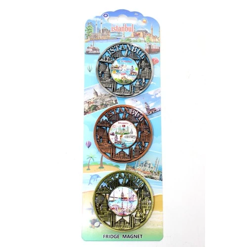 Periboia İstanbul Temalı Metal Magnet 3'lü Set Model 1
