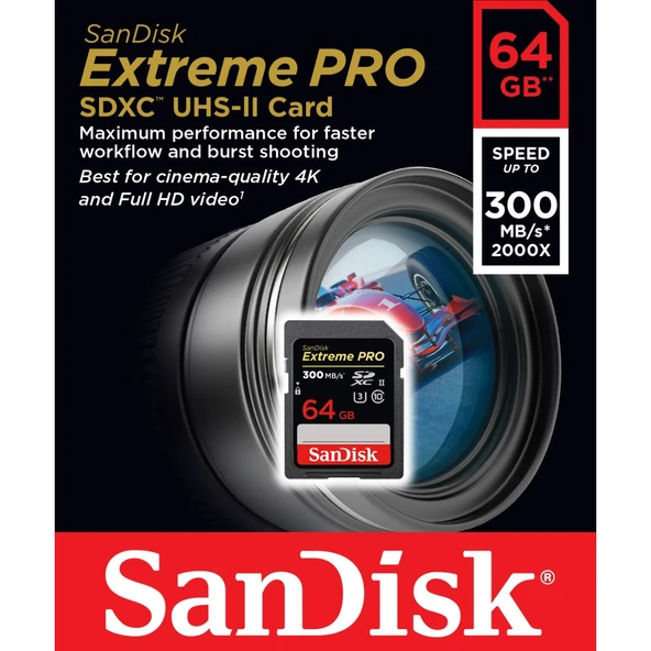Sandisk Extreme Pro 64GB 300MB/s Class 10 UHS-II SDHC Hafıza Kartı SDSDXPK-064G-GN4IN - 2