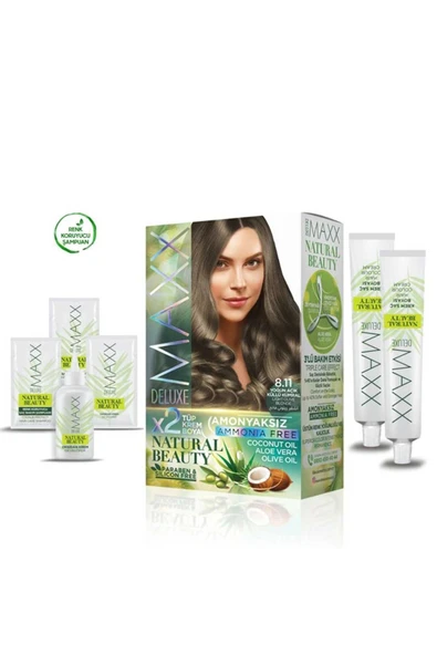 2 Paket Natural Beauty Amonyaksız Saç Boyası 8.11 Yoğun Açık Küllü Kumral - 2
