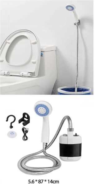 Periboia USB Şarjlı El Duş Pompası Taşınabilir Kamp Tatil Seyahat Banyo Su Pompası Başlık Hortum Seti