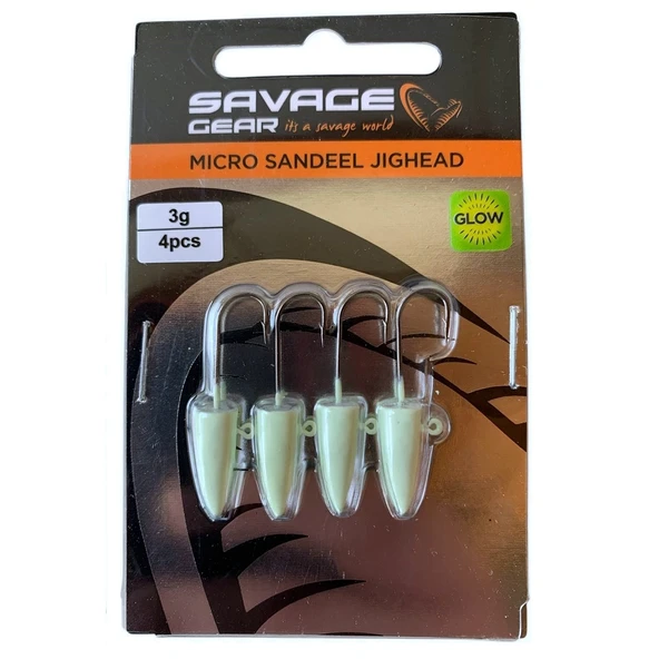 Savage Gear LRF Micro Sandeel Jighead Glow Zoka (4'lü Paket) - Resim 5