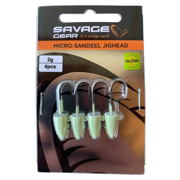Savage Gear LRF Micro Sandeel Jighead Glow Zoka (4'lü Paket) - Resim 3
