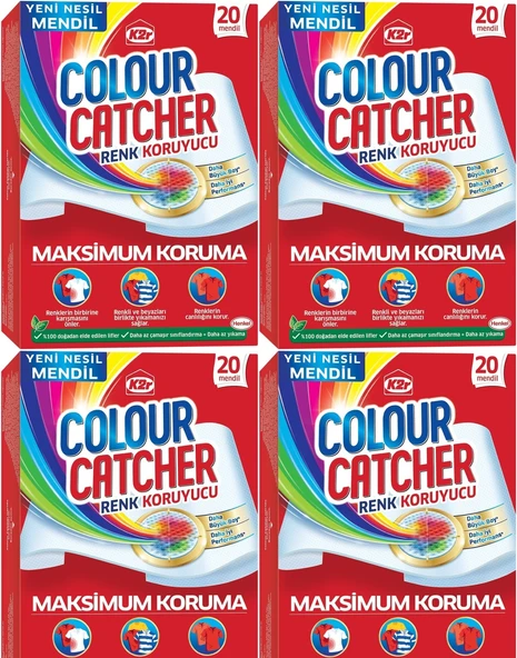 K2R Colour Catcher Renk Koruyucu Mendil 80 Li Ekonomik Pk (4PK*20)