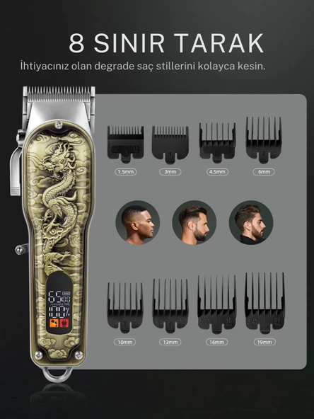 DEARLİNG çelik tasarım kancalı dijital göstergeli ayarlanabilir çelik bıçaklara sahip tıraş makinesi - 4