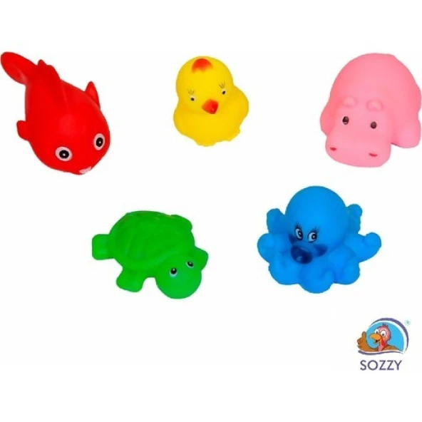 Sozzy Toys Neşeli Banyo Oyuncakları Sevimli Hayvanlar 5'li