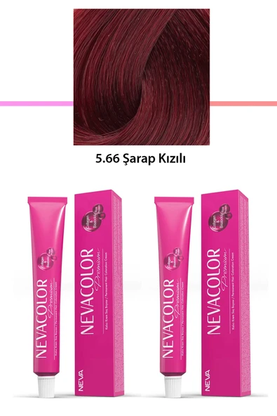 2 li Set Premium 5.66 Şarap Kızılı - Kalıcı Krem Saç Boyası 2 X 50 g Tüp - 1