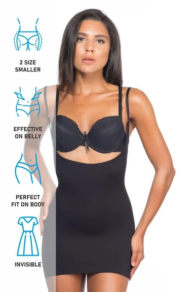 Siyah Emay 5043 Göğsü Açık Masajlı Korse - Resim 7