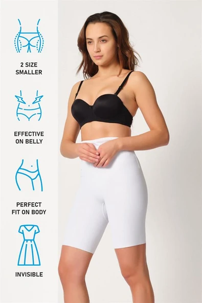 Bel Dekolteli Balenli Paçalı Lazer Korse Beyaz 2927 - Resim 14