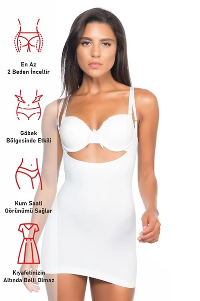 Beyaz Emay 5043 Göğsü Açık Masajlı Korse - Resim 6