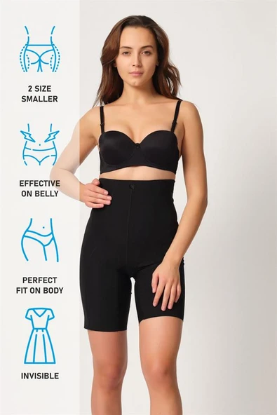 Siyah Emay 2814 Double Yüksek Bel Boxer Lazer Korse - 7