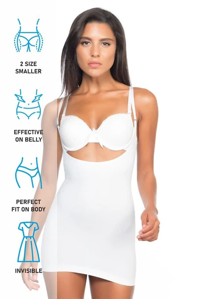 Beyaz Emay 5043 Göğsü Açık Masajlı Korse - Resim 7