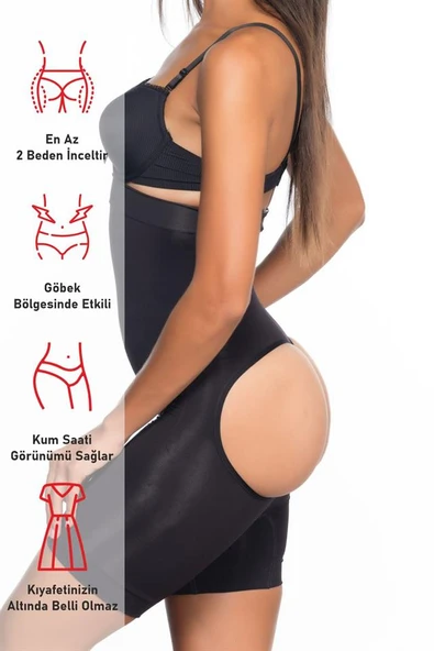 Siyah Emay 2033 Popo Açık Boxer Korse - Resim 6