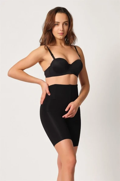 Siyah Emay 2927 Bel Dekolteli Balenli Paçalı Lazer Korse - Resim 10