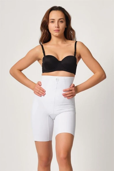 Beyaz Emay 2814 Double Yüksek Bel Boxer Lazer Korse - Resim 5