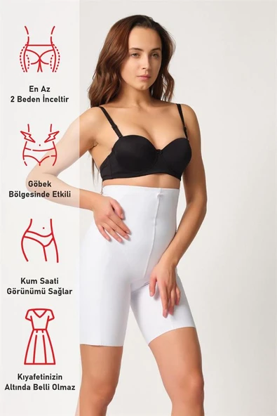 Beyaz Emay 2814 Double Yüksek Bel Boxer Lazer Korse - Resim 6