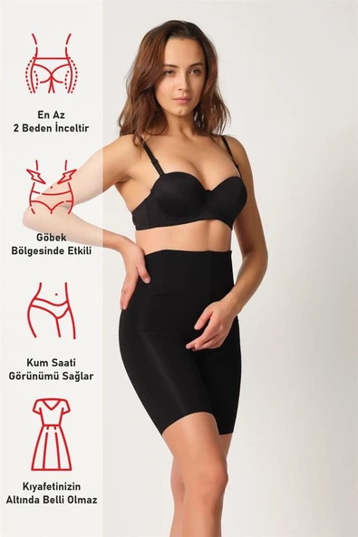 Siyah Emay 2927 Bel Dekolteli Balenli Paçalı Lazer Korse - Resim 6