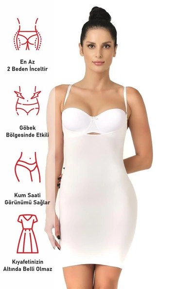 Beyaz Emay 5060 Göğsü Açık Elbise Korse - 6