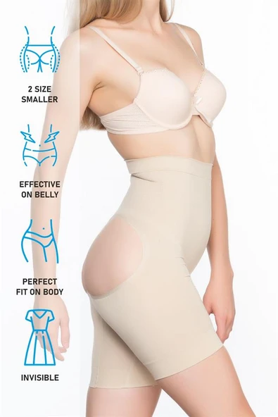 Ten Emay 2032 Popo Açık Masajlı Boxer Korse - Resim 14