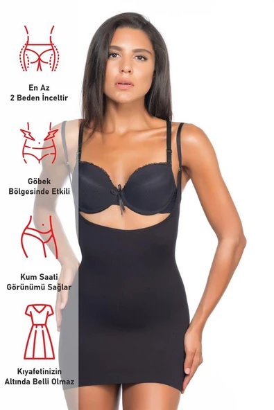 Siyah Emay 5043 Göğsü Açık Masajlı Korse - Resim 6