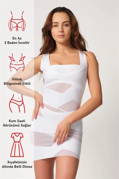 Beyaz Emay 2934 Toparlayıcı Elbise Lazer Korse - 6