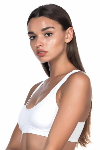 Beyaz Emay 4025 Pedli Sporcu Sütyen Korse - Resim 2