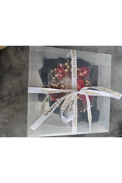 Büyük Kutulu Siyah Tüy Dekorlu  Gül Hediyelik Özel Gün Buketi Sevgililer Günü - 5