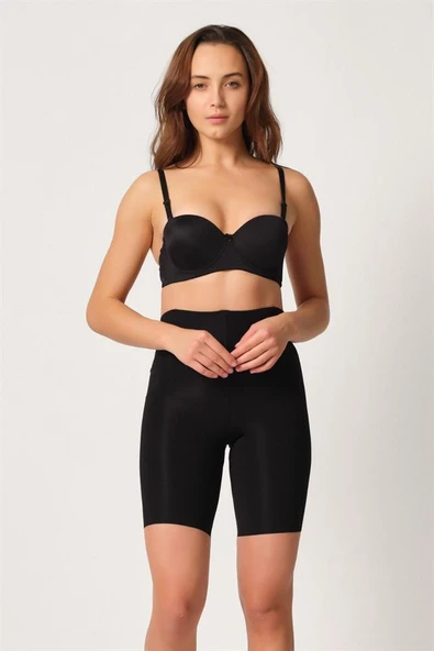 Siyah Emay 2927 Bel Dekolteli Balenli Paçalı Lazer Korse - Resim 12