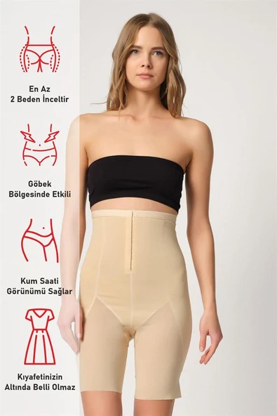 Ön Agraflı Tül Paçalı Lazer Korse Ten 2928 - Resim 7