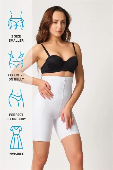 Beyaz Emay 2814 Double Yüksek Bel Boxer Lazer Korse - Resim 14