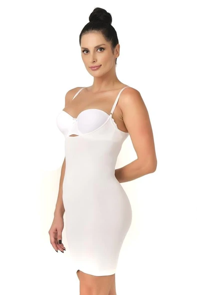 Beyaz Emay 5060 Göğsü Açık Elbise Korse - 3