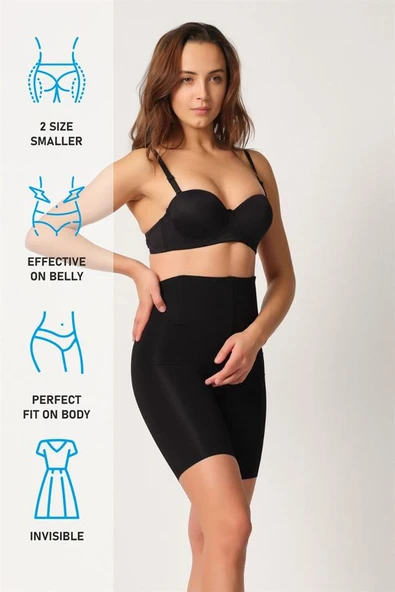 Siyah Emay 2927 Bel Dekolteli Balenli Paçalı Lazer Korse - Resim 7