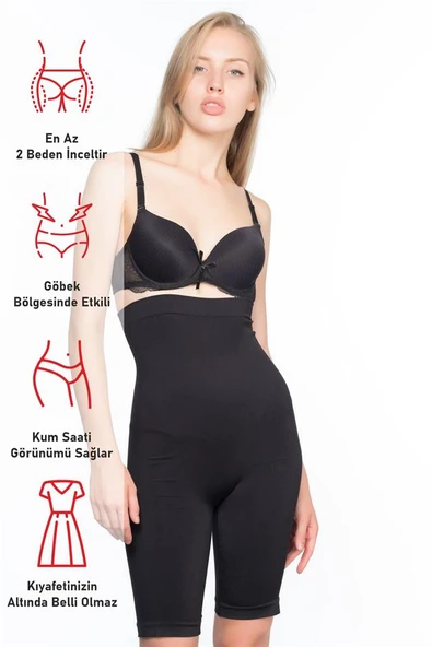 Siyah Emay 2006 Yüksek Bel Uzun Paçalı Korse - Resim 13