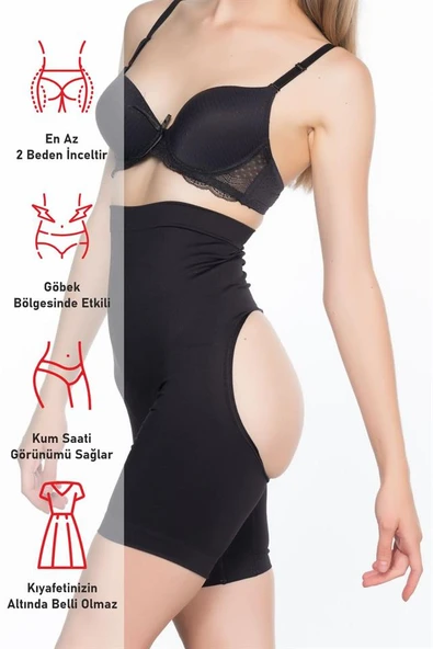 Siyah Emay 2063 Popo Açık Paçalı Korse - Resim 6