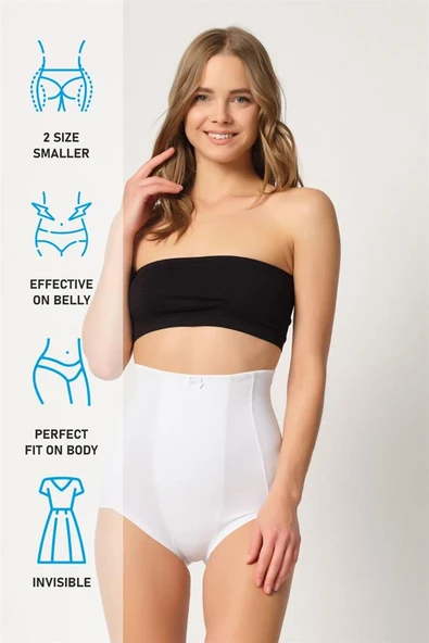 Beyaz Emay 2920 Yüksek Bel Karın Desteklı Slip Lazer Korse - Resim 7