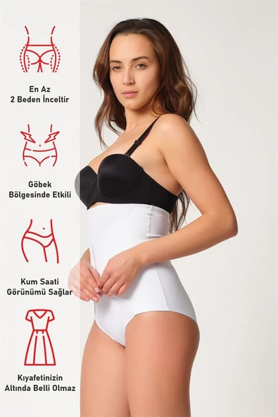 Beyaz Emay 2932 Double Karın Agraf Destekli Slip Lazer Korse - 6