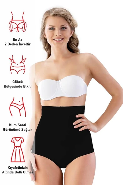 Siyah Emay 2813 Yüksek Bel Slip Lazer Korse - Resim 5