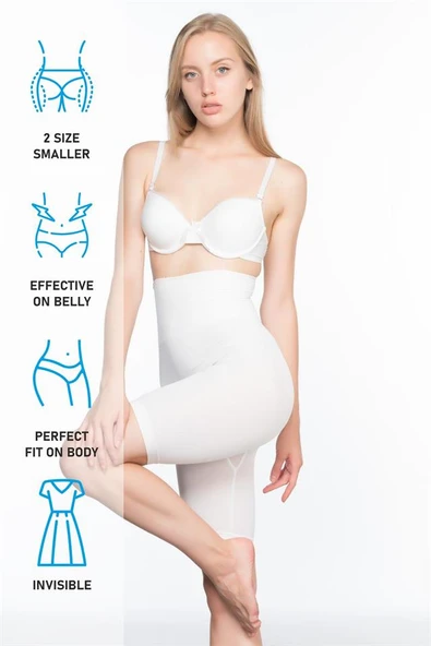 Beyaz Emay 3200 Pantolon Altı Soft Double Boxer Korse - Resim 7