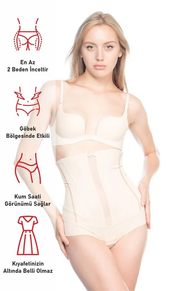 Ten Emay 2886 Yüksek Bel Tül Slip Lazer Korse - Resim 6