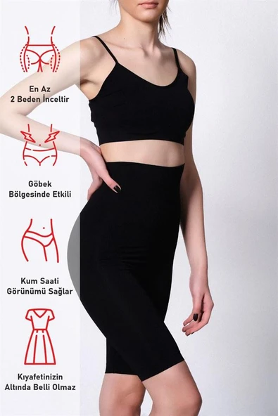 Siyah Emay 2015 Yüksek Bel Double Uzun Paçalı Korse - Resim 6