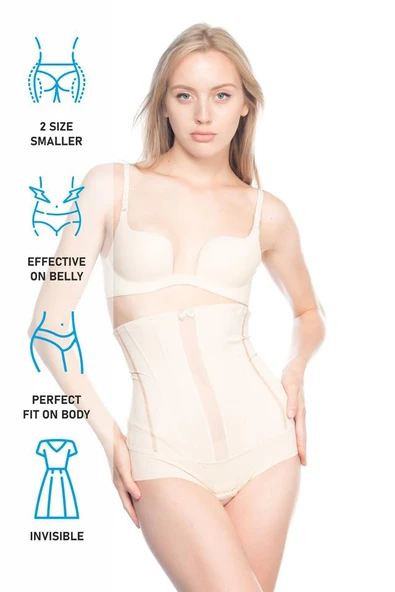 Ten Emay 2886 Yüksek Bel Tül Slip Lazer Korse - Resim 7