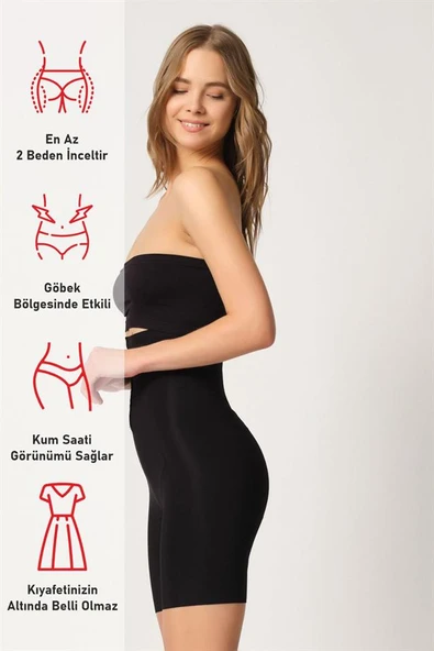 Siyah Emay 2832 Yüksek Bel Balen Destekli Agraflı Lazer Korse - Resim 6